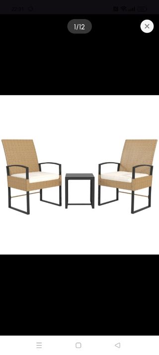 Conjunto 3 Piezas Jardín Ratán Beige