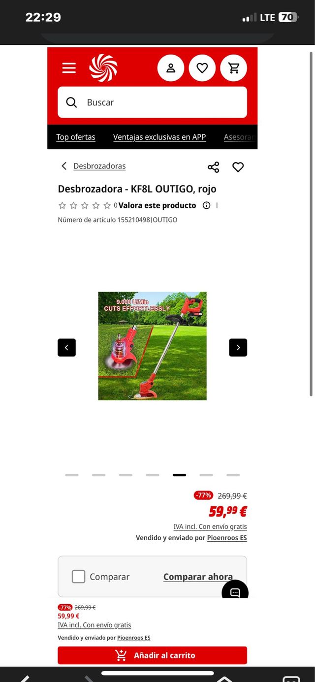 Desbrozadora Outigo con 2 Baterías NUEVA