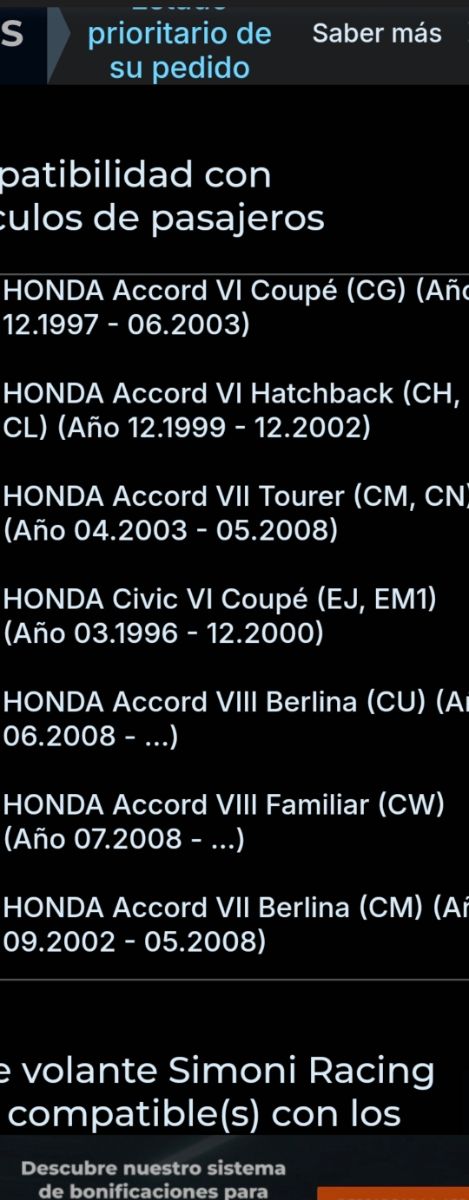 Piña volante Adaptador Honda SIMONI RACING