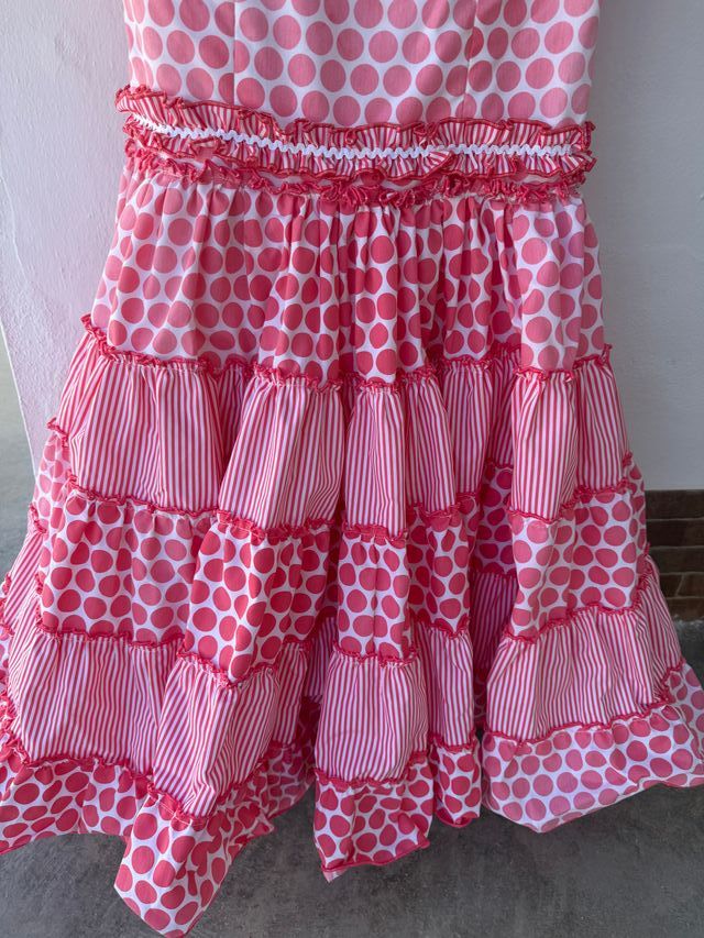 Vestido Flamenca coral y Blanco