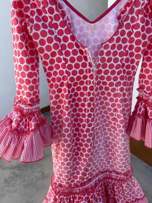 Vestido Flamenca coral y Blanco