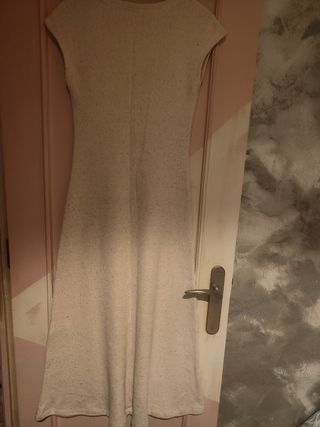 Vestido largo de punto beige