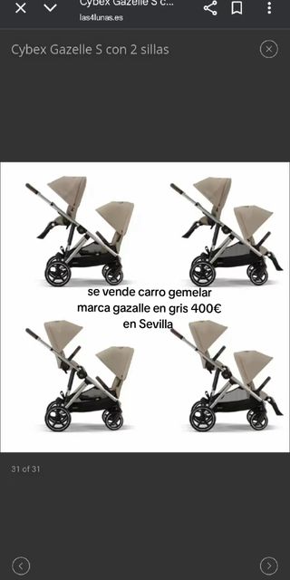 Cybex Gazelle S carro gemelar gris
