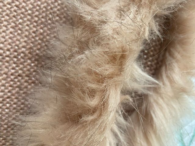 Cuello lana y pelo beige/marrón