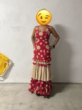 Traje de flamenca volantes lunares talla 36