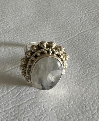 Anillo Plata Piedra Lunar Ovalada
