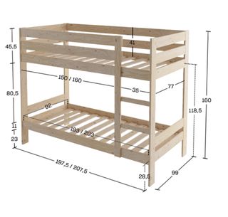 Litera de madera 90x200