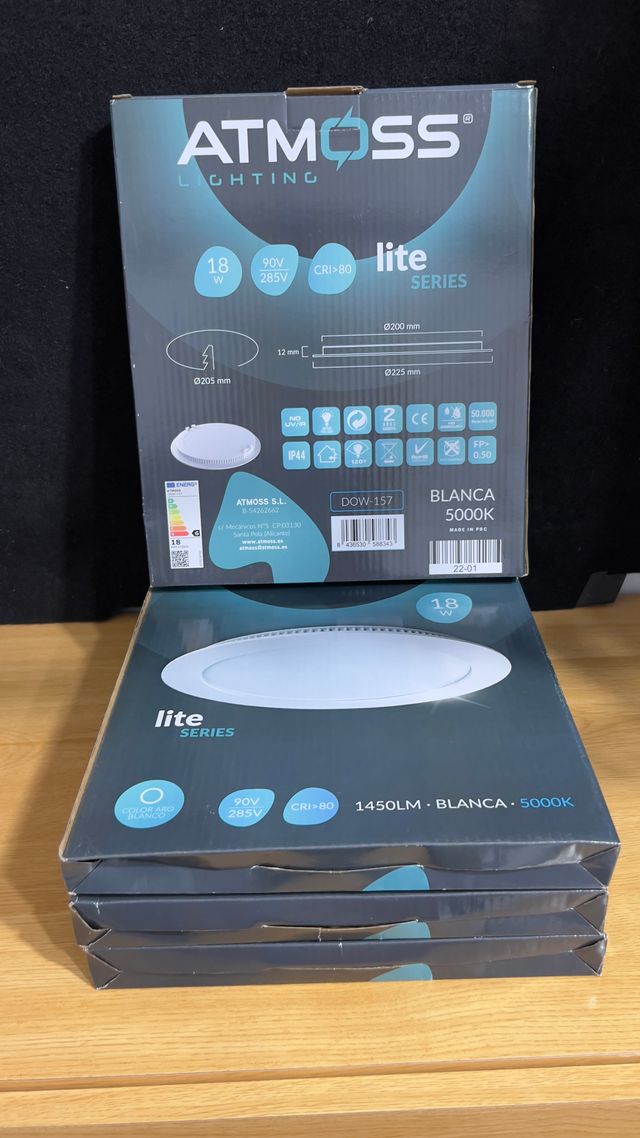 4 Downlight LED Plano Circular 18W 5000K ATMOSS