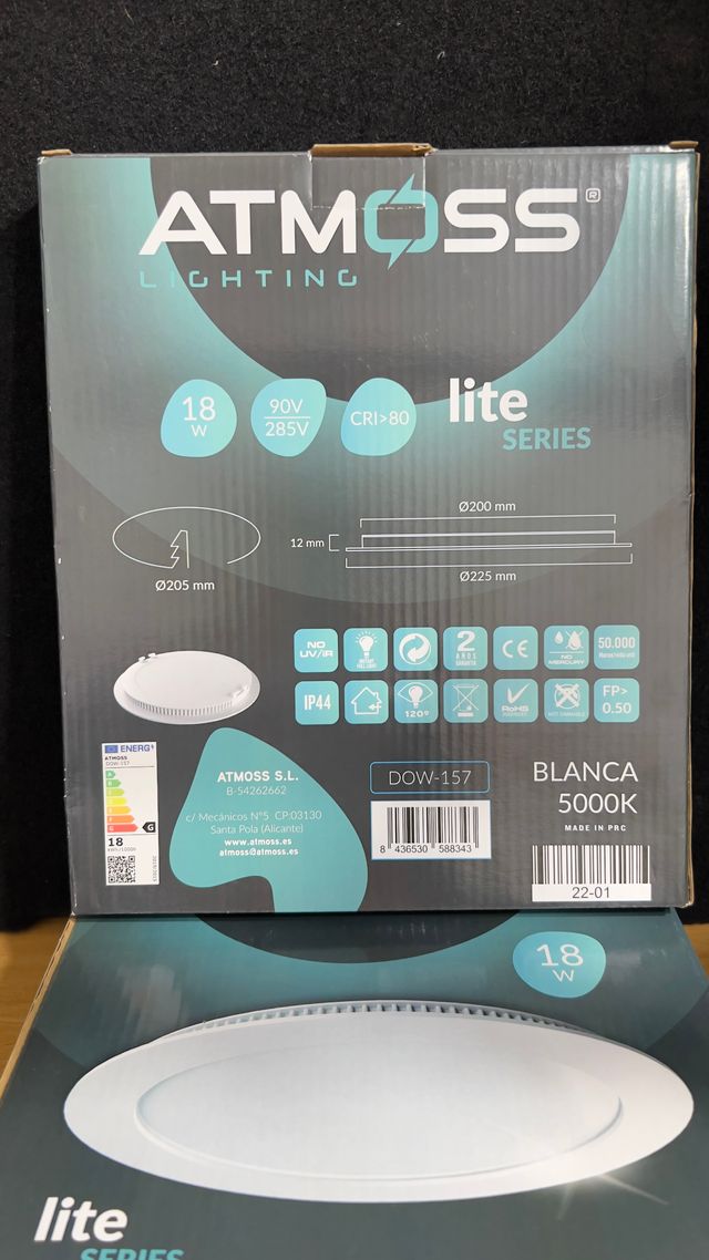 4 Downlight LED Plano Circular 18W 5000K ATMOSS