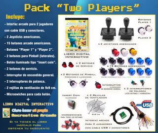 Pack Arcade 2 Jugadores Joysticks Botones Interfaz