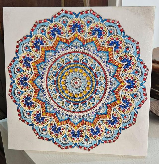 Cuadro Mandala Hecho a Mano Multicolor