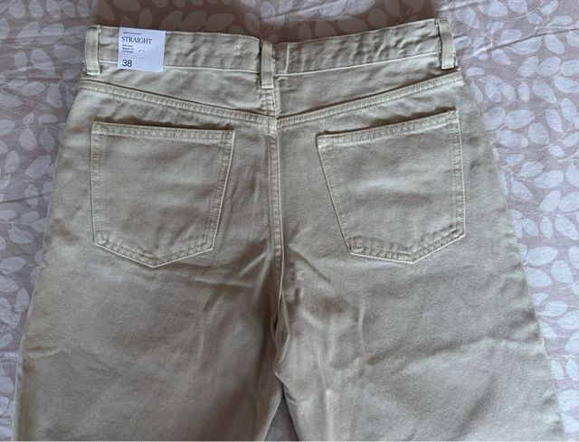 Pantalón vaquero Mango beige talla M/38