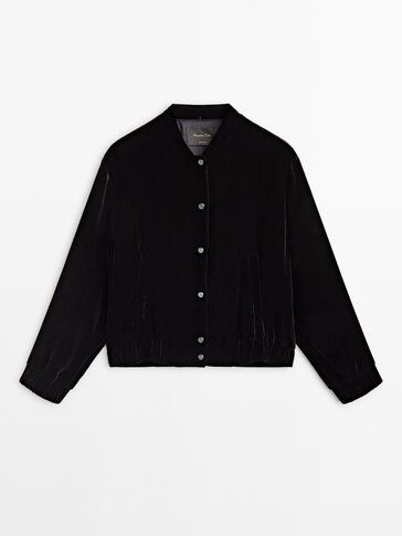Chaqueta Bomber Negra Massimo Dutti