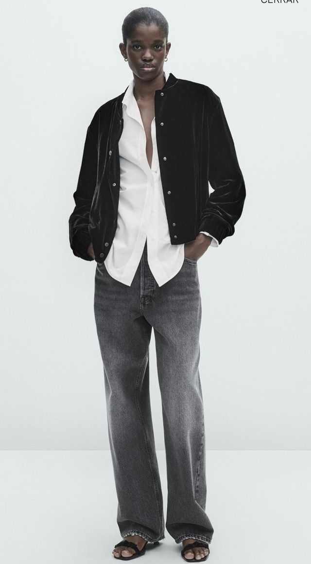 Chaqueta Bomber Negra Massimo Dutti