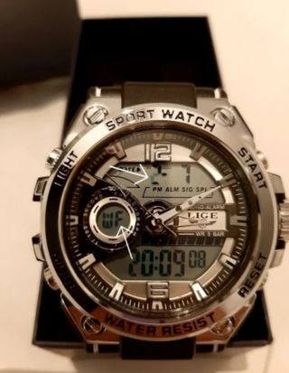 Reloj de Cuarzo LIGE Analógico-Digital (Hora Dual)