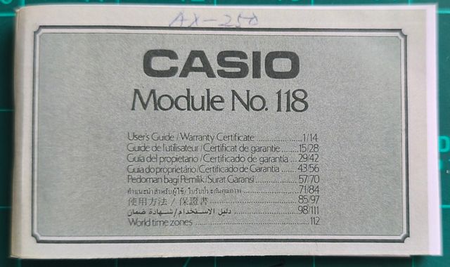 Instrucciones reloj Casio módulo 118. Leer
