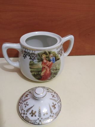 Azucarero Santa Clara Porcelana Dorado
