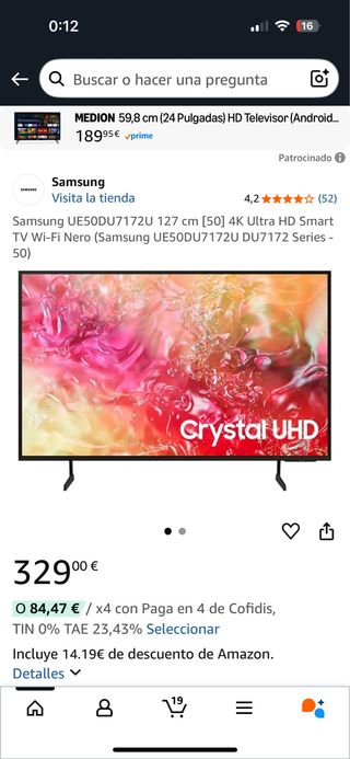 TV LED Samsung 50 4K UHD HDR10