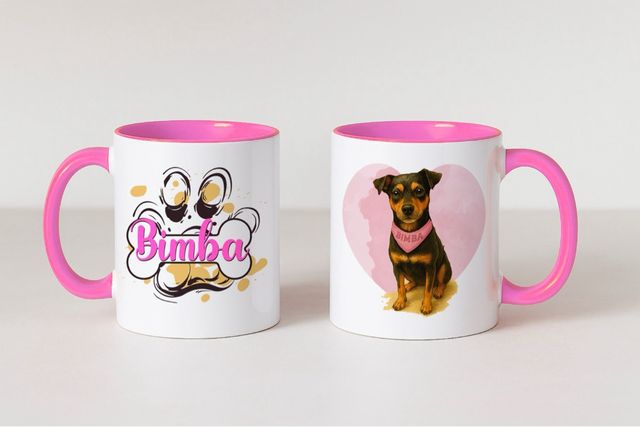 Taza personalizada con diseño de perro y nombre
