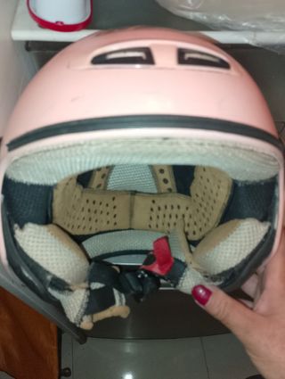 Casco Moto NZI juvenil< Color Rosa Claro.Seminuevo