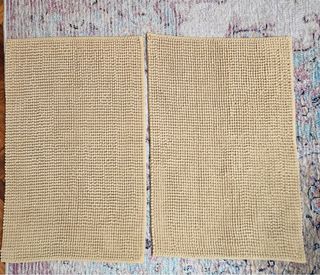 2 tappeti da bagno in ciniglia beige giallastro