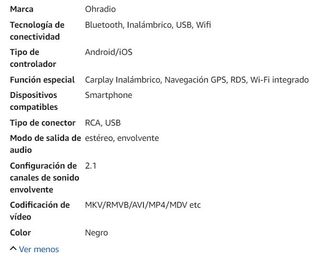 Ohradio 8 Núcleos 4G+64G DSP Android 15