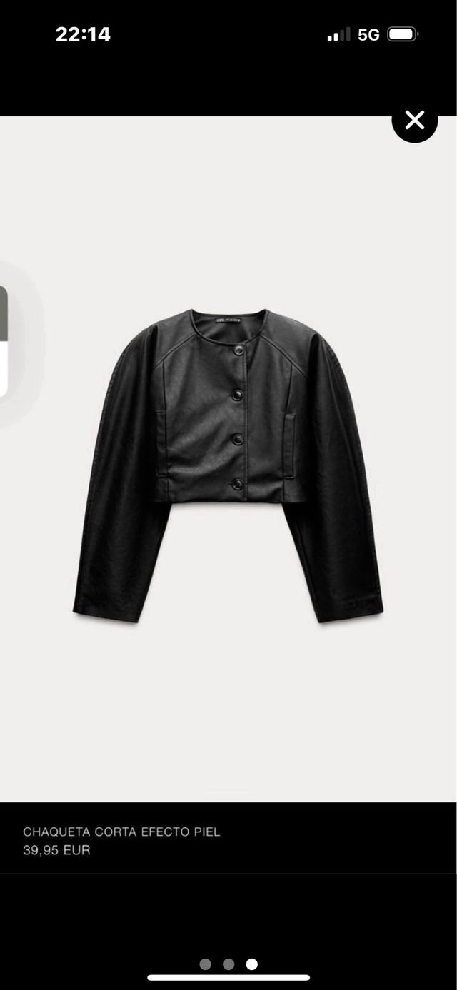 Chaqueta Zara efecto piel negra