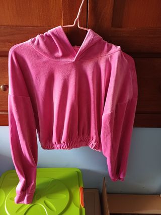 Felpa corta ciniglia rosa tg XS