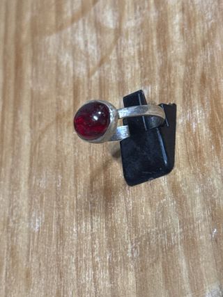 Anillo Plata 925 con Piedra Sintética Roja