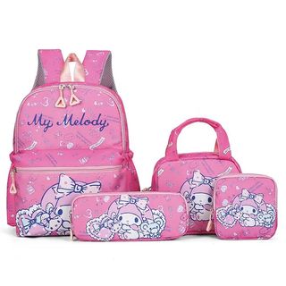 Mochila bonita de Hello Kittys con dibujos animados de Sanrios Melody Kuromi, bolso escolar infantil,estuche para lápices, billetera