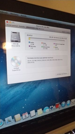 MacBook Pro 8GB RAM 500GB Disco Duro