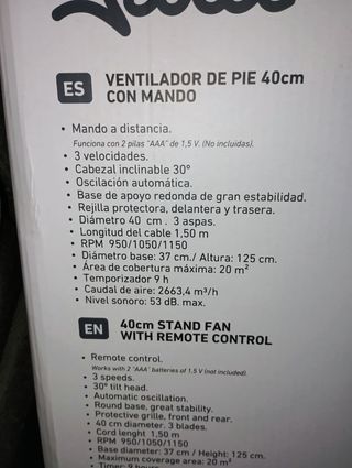 Solo hoy Ventilador de pie Jata con mando a distan