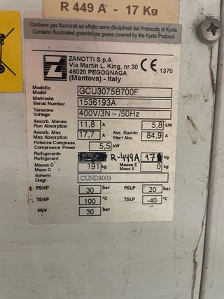 Cámara frigorífica Zanotti 4cv