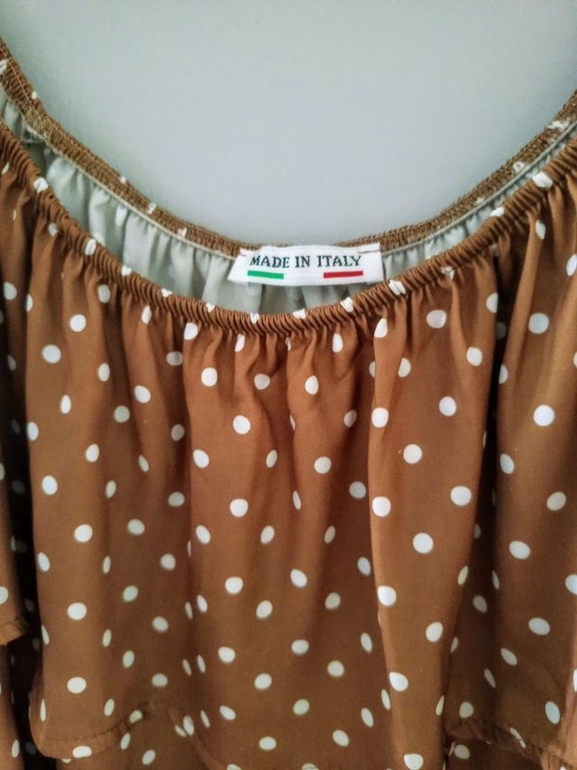 Blusa marrón lunares talla única