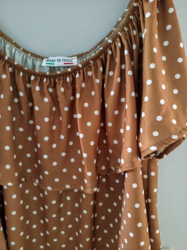 Blusa marrón lunares talla única