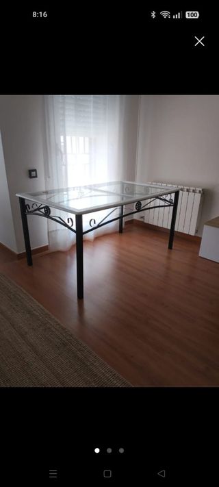 Mesa de centro cristal y metal