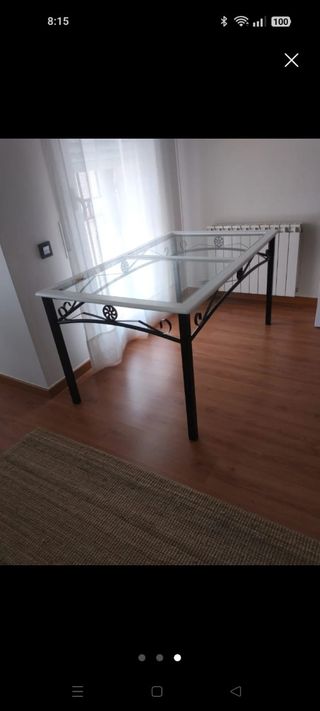Mesa de centro cristal y metal