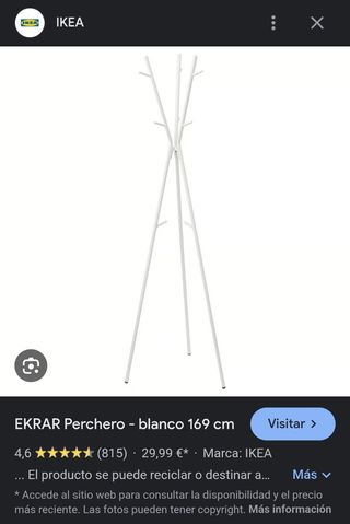 Perchero de pie IKEA EKRAR blanco
Nuevo