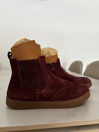 Botines niña burdeos, ante. Muy poco uso