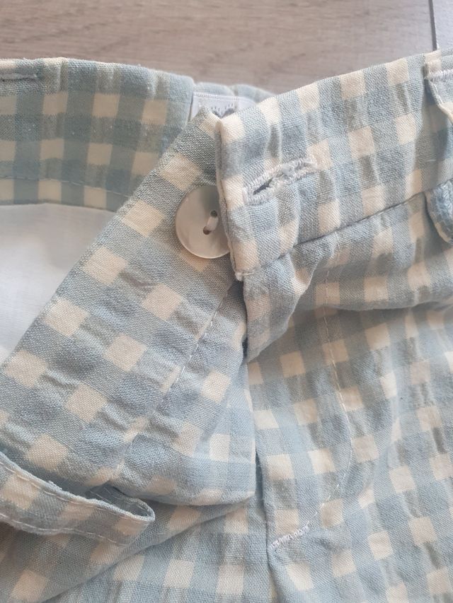 Conjunto niño: polo blanco y pantalón cuadros