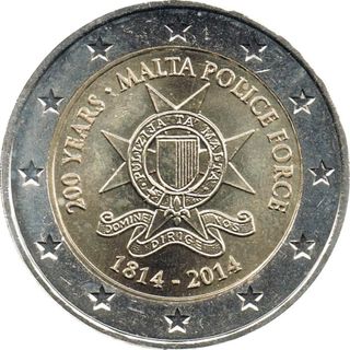 Moneda 2€ Malta 2014 Policía 200 Años