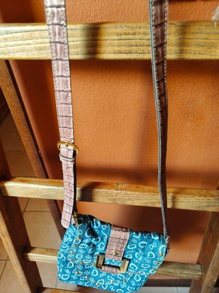 Borsa Guess Denim con Logo G e Dettagli Oro