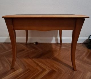 Mesa pequeña de centro elevable madera y cristal