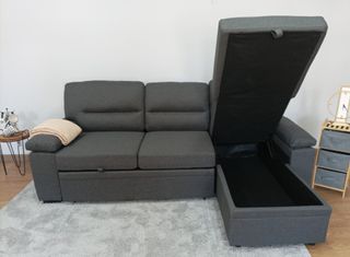 Sofá Cama, Arcón, Chaiselong. Emma Gris. ¡OFERTA!