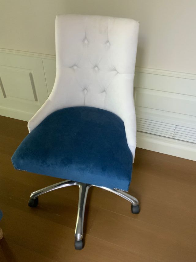 Silla Escritorio Tapizada Azul/Blanco