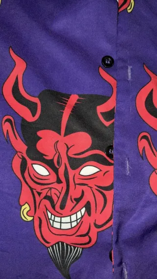 Camicia Hip Hop Viola con Teschi Rossi