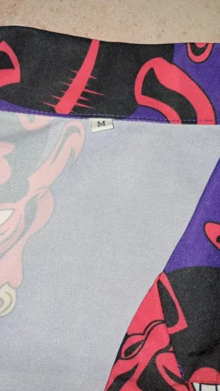 Camicia Hip Hop Viola con Teschi Rossi