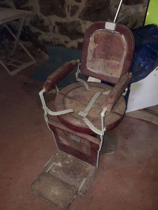 Sillón Peluquería Antiguo Madera y Metal