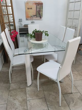 Mesa Comedor Blanca + 6 Sillas, KENTCH. REBAJADA!