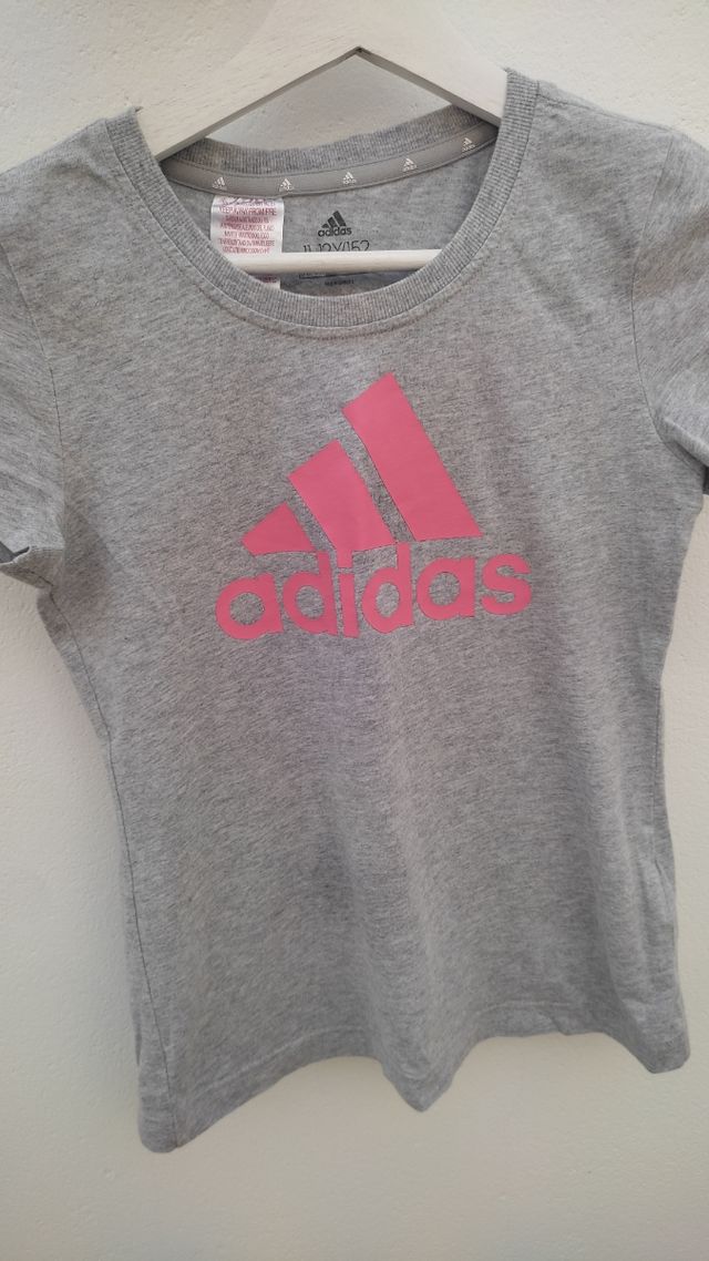 Camiseta Adidas Gris/Rosa Niña 11/12 Años